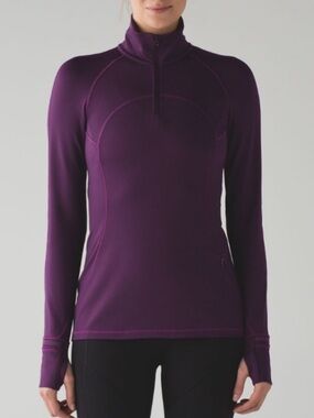 Lululemon First Mile 1/2 Zip Pullover Long Sleeved Top in Darkest Magenta size 8